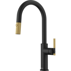 Змішувач Franke Maris Stripes J, поворотний витяжний, Bi-Matte Black/Gold