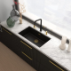 Змішувач Franke Maris Stripes J, поворотний витяжний, Bi-Matte Black/Gold
